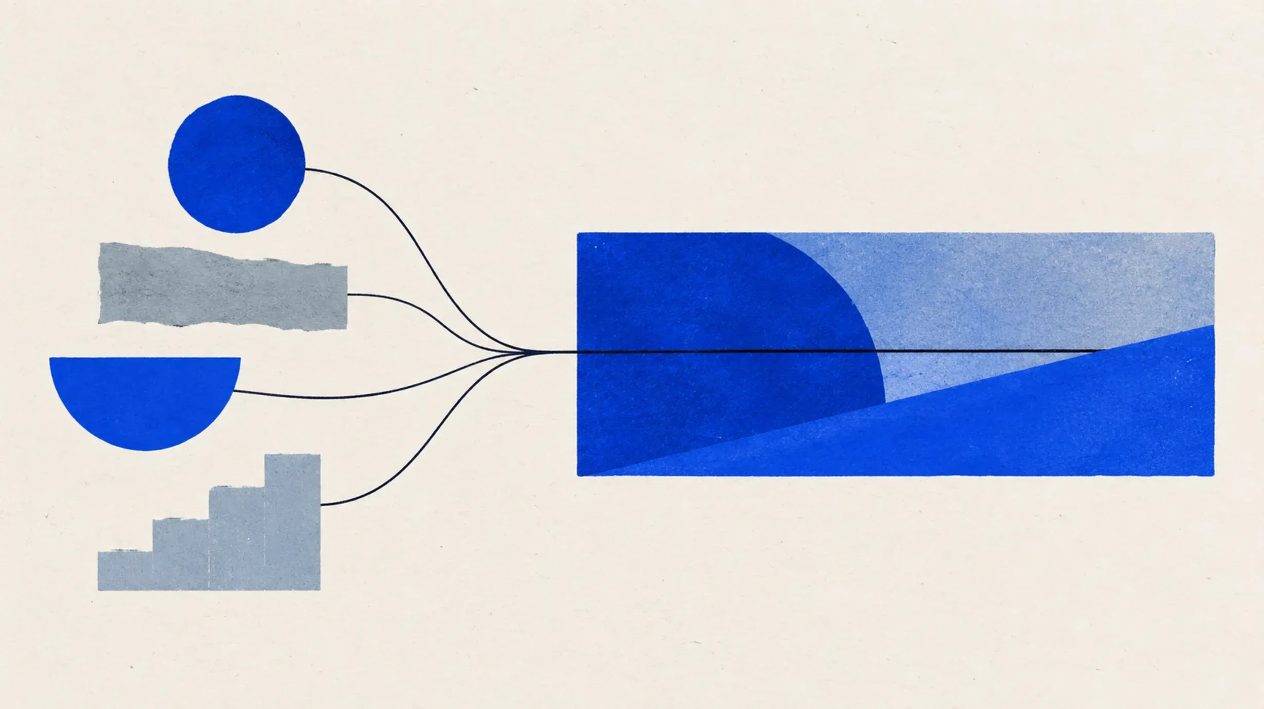 Abstract blue collage illustrating a project dashboard