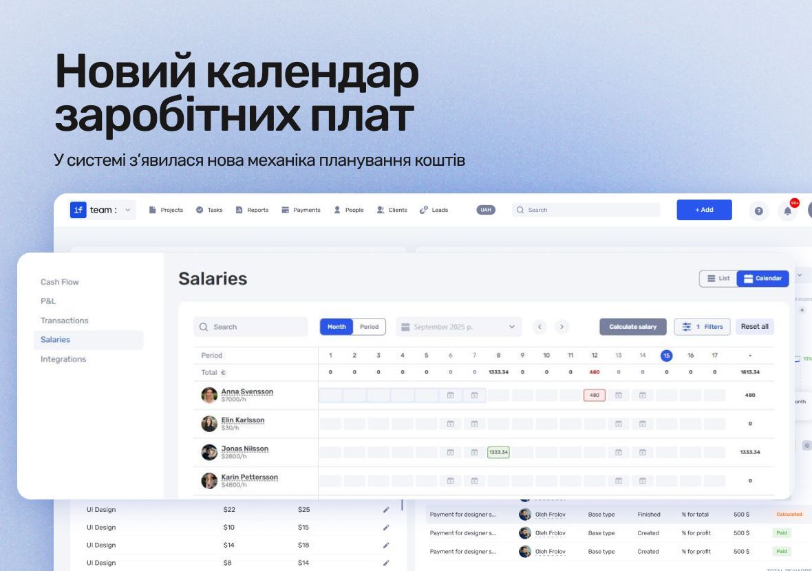 New in if.team: payroll calendar and expanded transaction functionality