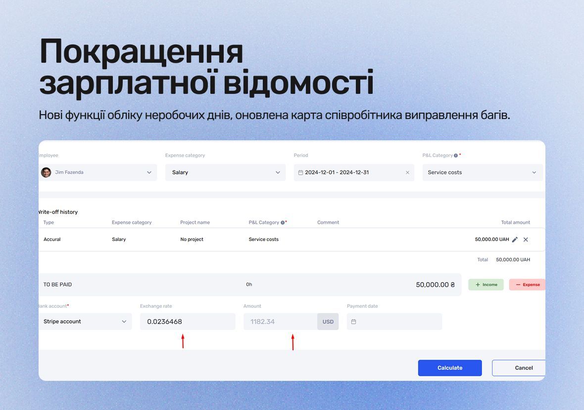 Improvements to the team member cards and new payroll features