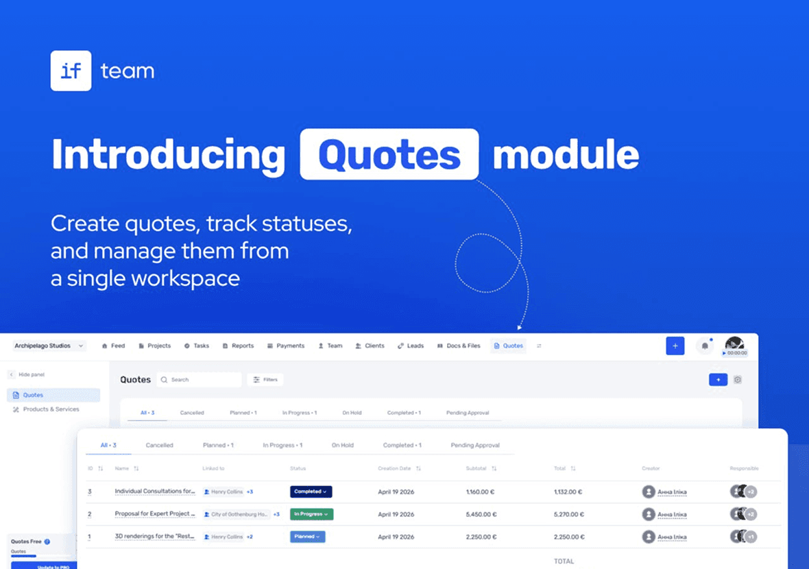 A new “Quotes” module has been added in if.team